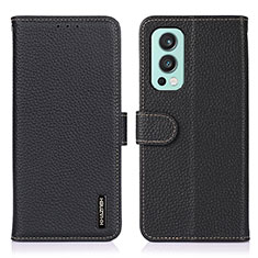 Funda de Cuero Cartera con Soporte Carcasa B01H para OnePlus Nord 2 5G Negro