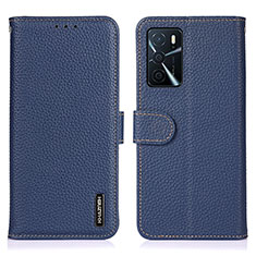 Funda de Cuero Cartera con Soporte Carcasa B01H para Oppo A16 Azul