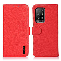 Funda de Cuero Cartera con Soporte Carcasa B01H para Oppo A94 5G Rojo