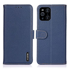 Funda de Cuero Cartera con Soporte Carcasa B01H para Oppo Find X3 Pro 5G Azul