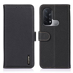 Funda de Cuero Cartera con Soporte Carcasa B01H para Oppo Reno5 A Negro