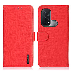 Funda de Cuero Cartera con Soporte Carcasa B01H para Oppo Reno5 A Rojo