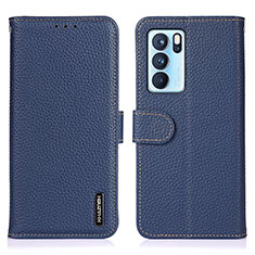 Funda de Cuero Cartera con Soporte Carcasa B01H para Oppo Reno6 Pro 5G India Azul