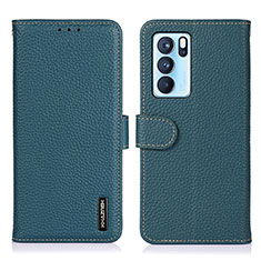 Funda de Cuero Cartera con Soporte Carcasa B01H para Oppo Reno6 Pro 5G India Verde