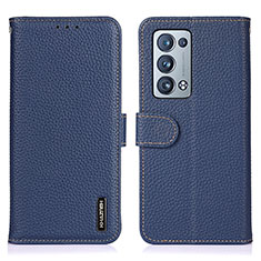 Funda de Cuero Cartera con Soporte Carcasa B01H para Oppo Reno6 Pro+ Plus 5G Azul