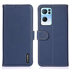 Funda de Cuero Cartera con Soporte Carcasa B01H para Oppo Reno7 Pro 5G Azul