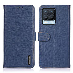 Funda de Cuero Cartera con Soporte Carcasa B01H para Realme 8 4G Azul