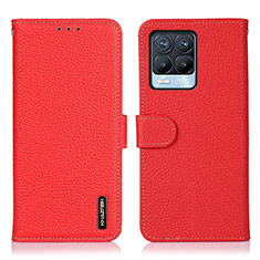 Funda de Cuero Cartera con Soporte Carcasa B01H para Realme 8 4G Rojo