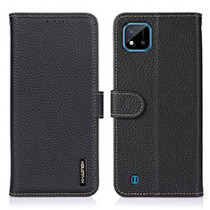 Funda de Cuero Cartera con Soporte Carcasa B01H para Realme C11 (2021) Negro