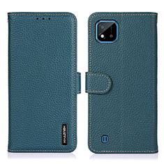 Funda de Cuero Cartera con Soporte Carcasa B01H para Realme C20A Verde