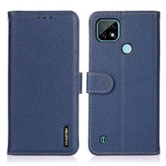 Funda de Cuero Cartera con Soporte Carcasa B01H para Realme C21 Azul