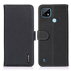 Funda de Cuero Cartera con Soporte Carcasa B01H para Realme C21 Negro