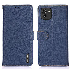 Funda de Cuero Cartera con Soporte Carcasa B01H para Samsung Galaxy A03 Azul