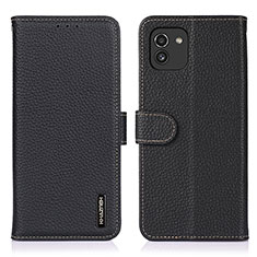 Funda de Cuero Cartera con Soporte Carcasa B01H para Samsung Galaxy A03 Negro