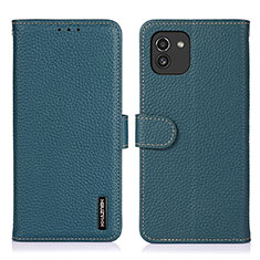 Funda de Cuero Cartera con Soporte Carcasa B01H para Samsung Galaxy A03 Verde