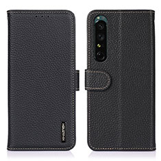 Funda de Cuero Cartera con Soporte Carcasa B01H para Sony Xperia 1 IV Negro