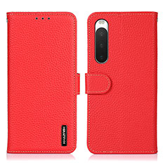 Funda de Cuero Cartera con Soporte Carcasa B01H para Sony Xperia 10 V Rojo