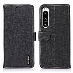 Funda de Cuero Cartera con Soporte Carcasa B01H para Sony Xperia 5 IV Negro