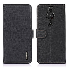 Funda de Cuero Cartera con Soporte Carcasa B01H para Sony Xperia PRO-I Negro