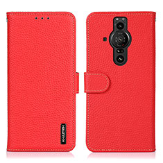 Funda de Cuero Cartera con Soporte Carcasa B01H para Sony Xperia PRO-I Rojo