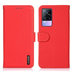 Funda de Cuero Cartera con Soporte Carcasa B01H para Vivo V21e 4G Rojo