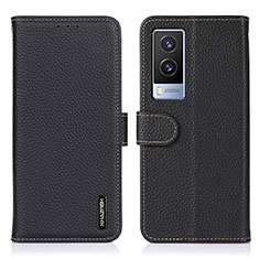 Funda de Cuero Cartera con Soporte Carcasa B01H para Vivo V21e 5G Negro