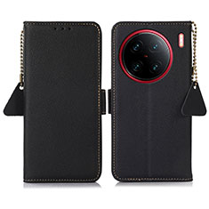 Funda de Cuero Cartera con Soporte Carcasa B01H para Vivo X90 Pro+ Plus 5G Negro