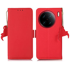 Funda de Cuero Cartera con Soporte Carcasa B01H para Vivo X90 Pro+ Plus 5G Rojo