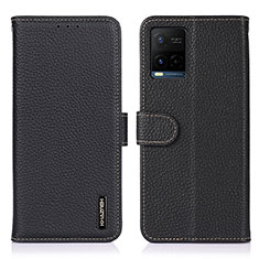 Funda de Cuero Cartera con Soporte Carcasa B01H para Vivo Y21G Negro