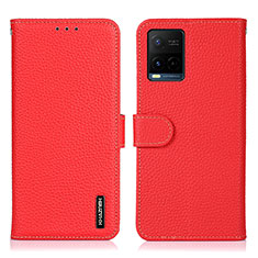 Funda de Cuero Cartera con Soporte Carcasa B01H para Vivo Y21G Rojo