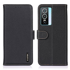 Funda de Cuero Cartera con Soporte Carcasa B01H para Vivo Y76s 5G Negro