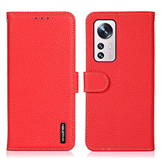 Funda de Cuero Cartera con Soporte Carcasa B01H para Xiaomi Mi 12X 5G Rojo