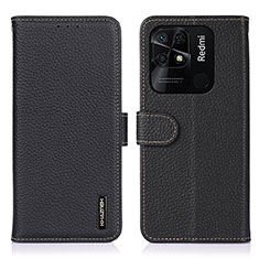 Funda de Cuero Cartera con Soporte Carcasa B01H para Xiaomi Redmi 10 Power Negro