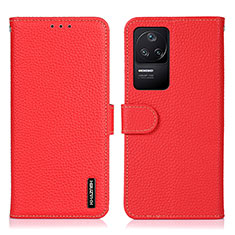 Funda de Cuero Cartera con Soporte Carcasa B01H para Xiaomi Redmi K40S 5G Rojo