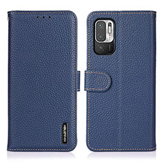 Funda de Cuero Cartera con Soporte Carcasa B01H para Xiaomi Redmi Note 10 5G Azul