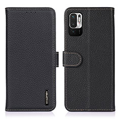 Funda de Cuero Cartera con Soporte Carcasa B01H para Xiaomi Redmi Note 10 JE 5G Negro