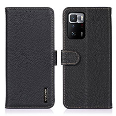 Funda de Cuero Cartera con Soporte Carcasa B01H para Xiaomi Redmi Note 10 Pro 5G Negro