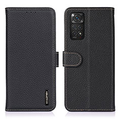 Funda de Cuero Cartera con Soporte Carcasa B01H para Xiaomi Redmi Note 11 4G (2022) Negro