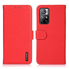 Funda de Cuero Cartera con Soporte Carcasa B01H para Xiaomi Redmi Note 11S 5G Rojo