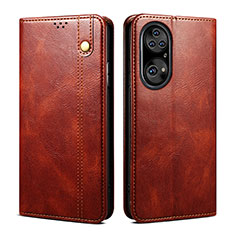 Funda de Cuero Cartera con Soporte Carcasa B01S para Huawei P50 Pro Marron