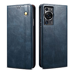 Funda de Cuero Cartera con Soporte Carcasa B01S para Huawei P60 Azul