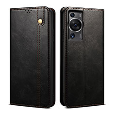 Funda de Cuero Cartera con Soporte Carcasa B01S para Huawei P60 Negro