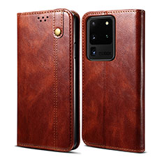 Funda de Cuero Cartera con Soporte Carcasa B01S para Samsung Galaxy S20 Ultra Marron