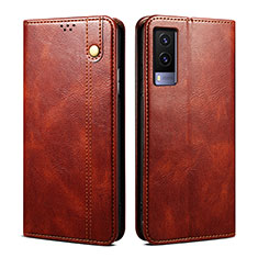 Funda de Cuero Cartera con Soporte Carcasa B01S para Vivo V21e 5G Marron