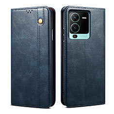 Funda de Cuero Cartera con Soporte Carcasa B01S para Vivo V25 Pro 5G Azul