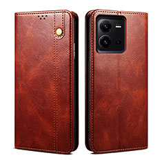 Funda de Cuero Cartera con Soporte Carcasa B01S para Vivo V25e Marron