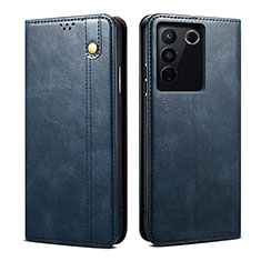 Funda de Cuero Cartera con Soporte Carcasa B01S para Vivo V27 Pro 5G Azul