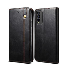 Funda de Cuero Cartera con Soporte Carcasa B01S para Vivo Y12G Negro