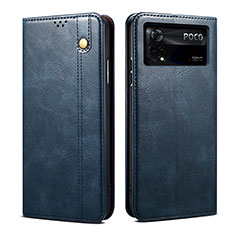 Funda de Cuero Cartera con Soporte Carcasa B01S para Xiaomi Poco X4 Pro 5G Azul