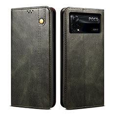 Funda de Cuero Cartera con Soporte Carcasa B01S para Xiaomi Poco X4 Pro 5G Verde